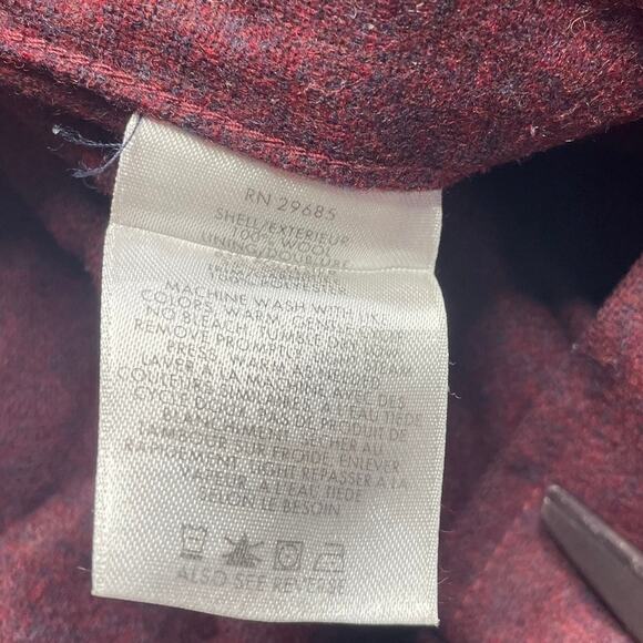 Pendleton Trail Shirt Burgundy Red Wool Button Up Medium Men's Elbow Patches - Picture 5 of 6